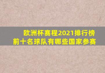 欧洲杯赛程2021排行榜前十名球队有哪些国家参赛