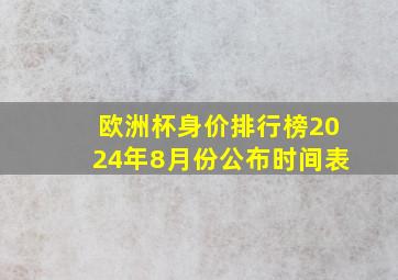 欧洲杯身价排行榜2024年8月份公布时间表