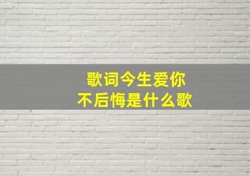 歌词今生爱你不后悔是什么歌