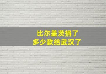 比尔盖茨捐了多少款给武汉了