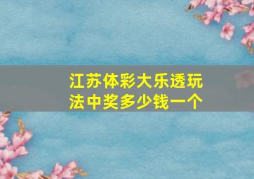 江苏体彩大乐透玩法中奖多少钱一个