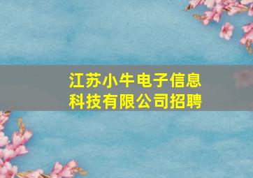 江苏小牛电子信息科技有限公司招聘