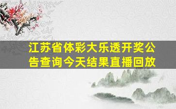 江苏省体彩大乐透开奖公告查询今天结果直播回放