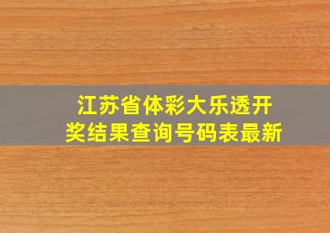 江苏省体彩大乐透开奖结果查询号码表最新