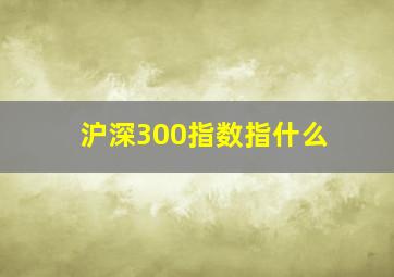 沪深300指数指什么