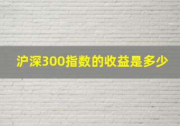 沪深300指数的收益是多少