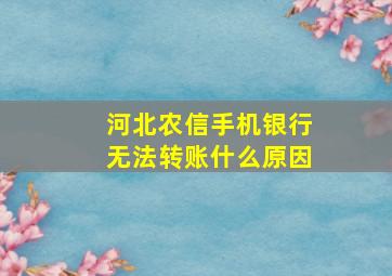 河北农信手机银行无法转账什么原因