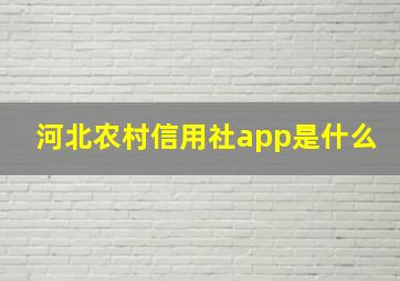 河北农村信用社app是什么