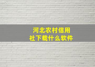 河北农村信用社下载什么软件