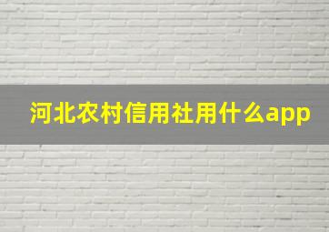 河北农村信用社用什么app