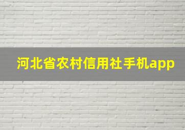 河北省农村信用社手机app