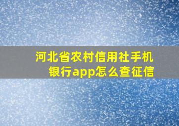 河北省农村信用社手机银行app怎么查征信