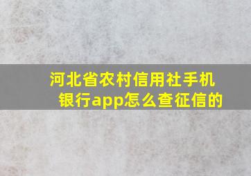 河北省农村信用社手机银行app怎么查征信的