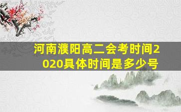 河南濮阳高二会考时间2020具体时间是多少号