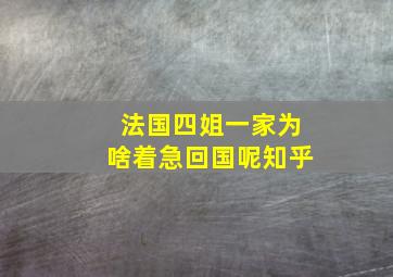 法国四姐一家为啥着急回国呢知乎