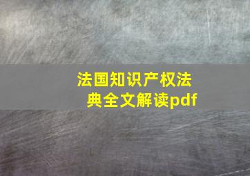 法国知识产权法典全文解读pdf