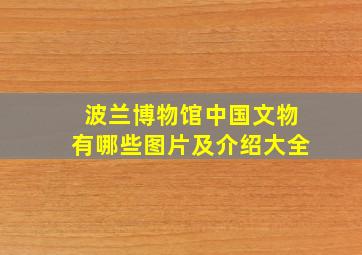 波兰博物馆中国文物有哪些图片及介绍大全