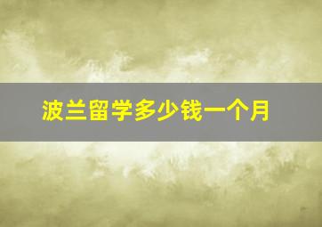 波兰留学多少钱一个月