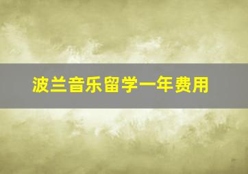 波兰音乐留学一年费用