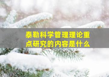 泰勒科学管理理论重点研究的内容是什么