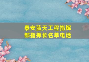 泰安蓝天工程指挥部指挥长名单电话