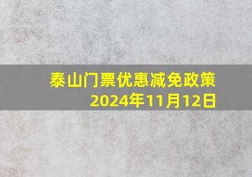 泰山门票优惠减免政策2024年11月12日