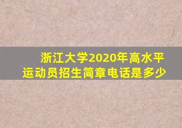 浙江大学2020年高水平运动员招生简章电话是多少