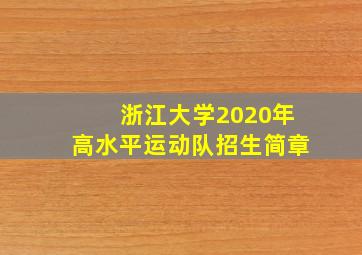 浙江大学2020年高水平运动队招生简章