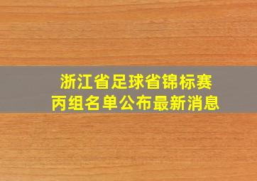 浙江省足球省锦标赛丙组名单公布最新消息