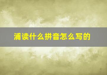 浦读什么拼音怎么写的