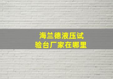 海兰德液压试验台厂家在哪里