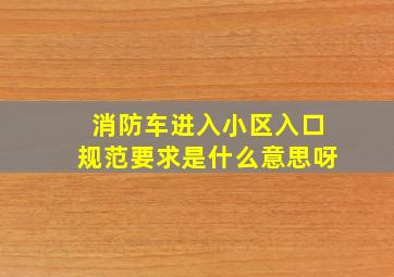 消防车进入小区入口规范要求是什么意思呀