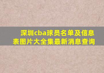 深圳cba球员名单及信息表图片大全集最新消息查询