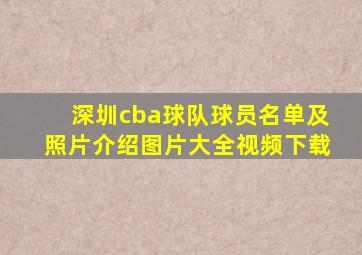 深圳cba球队球员名单及照片介绍图片大全视频下载