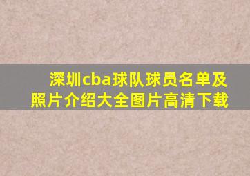 深圳cba球队球员名单及照片介绍大全图片高清下载