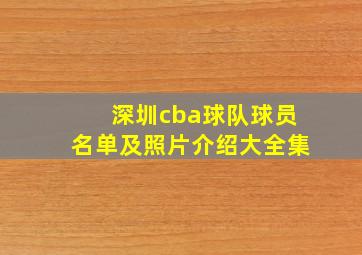 深圳cba球队球员名单及照片介绍大全集