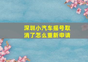 深圳小汽车摇号取消了怎么重新申请