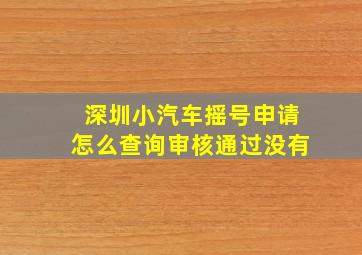 深圳小汽车摇号申请怎么查询审核通过没有