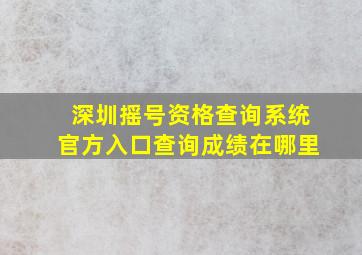 深圳摇号资格查询系统官方入口查询成绩在哪里