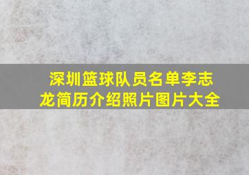 深圳篮球队员名单李志龙简历介绍照片图片大全