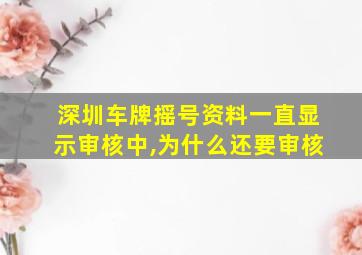 深圳车牌摇号资料一直显示审核中,为什么还要审核