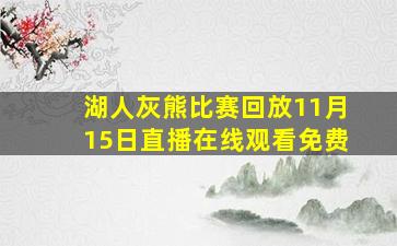 湖人灰熊比赛回放11月15日直播在线观看免费