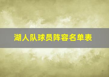 湖人队球员阵容名单表