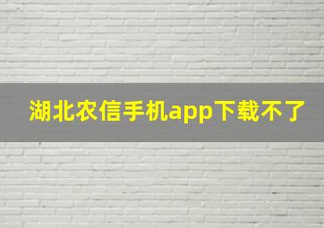 湖北农信手机app下载不了