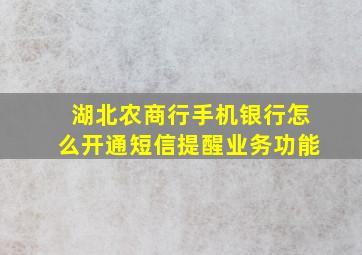 湖北农商行手机银行怎么开通短信提醒业务功能