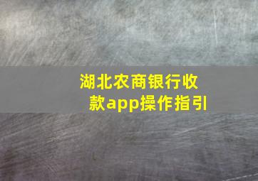 湖北农商银行收款app操作指引