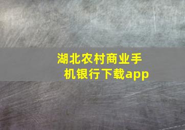 湖北农村商业手机银行下载app