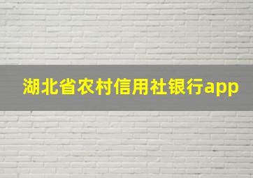 湖北省农村信用社银行app