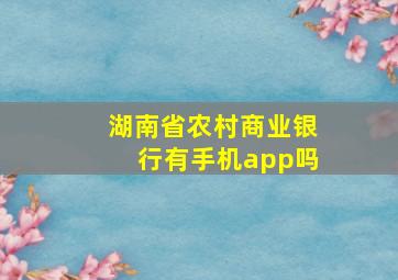 湖南省农村商业银行有手机app吗