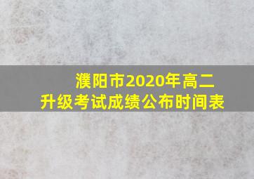 濮阳市2020年高二升级考试成绩公布时间表